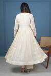 Shop_Taro_Cream Cotton V-neck Lurex Anarkali And Pant Set _at_Aza_Fashions