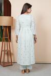 Shop_Taro_Mint Cotton Foil Printing Round Neck Pintuck Kurta And Pant Set _at_Aza_Fashions