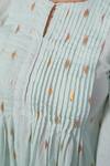 Taro_Mint Cotton Foil Printing Round Neck Pintuck Kurta And Pant Set _at_Aza_Fashions