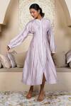 Taro_Lavender Chanderi Round Neck Cotton Silk Dress _Online_at_Aza_Fashions