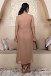 Shop_Taro_Brown Georgette Mandarin Collar Hazelnut Kurta And Pant Set _at_Aza_Fashions