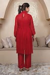 Shop_Taro_Red Georgette High Neck Crimson Co-ord Set _at_Aza_Fashions