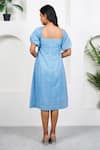 Shop_Taro_Blue Cotton Square Neck Berryblue Dress _at_Aza_Fashions