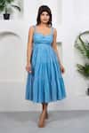 Buy_Taro_Blue Cotton Sweetheart Neck Pacific Dress _at_Aza_Fashions