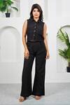 Buy_Taro_Black Cotton Collared Boxy Co-ord Set _at_Aza_Fashions