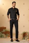Buy_S&N By Shantnu Nikhil_Black Rayon Embroidery Slim-fit Shirt_at_Aza_Fashions