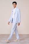 Buy_S&N By Shantnu Nikhil_Blue Linen Embroidery Light Minimalist Blazer _Online_at_Aza_Fashions