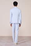 Shop_S&N By Shantnu Nikhil_Blue Linen Embroidery Light Minimalist Blazer _at_Aza_Fashions