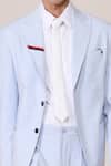 Shop_S&N By Shantnu Nikhil_Blue Linen Embroidery Light Minimalist Blazer _Online_at_Aza_Fashions