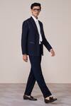 S&N By Shantnu Nikhil_Navy Rayon Designer Blazer _Online_at_Aza_Fashions
