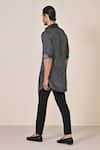 Shop_S&N By Shantnu Nikhil_Gray Silk, Twill Crystals Grey Leopard Print Kurta _at_Aza_Fashions