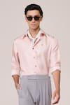 Shop_S&N By Shantnu Nikhil_Pink Silk, Twill Embroidery Shirt _Online_at_Aza_Fashions