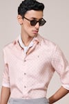 S&N By Shantnu Nikhil_Pink Silk, Twill Embroidery Shirt _at_Aza_Fashions