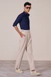 S&N By Shantnu Nikhil_Navy Viscose Embroidery Slim-fit Shirt _Online_at_Aza_Fashions