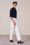 Buy_S&N By Shantnu Nikhil_Navy Cotton Embroidery Nehru Collar Shirt _Online_at_Aza_Fashions