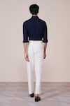 Shop_S&N By Shantnu Nikhil_Navy Cotton Embroidery Nehru Collar Shirt _at_Aza_Fashions