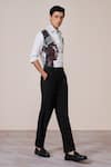 S&N By Shantnu Nikhil_Off White Silk, Twill Embroidery Print Shirt _Online_at_Aza_Fashions