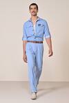 Buy_S&N By Shantnu Nikhil_Blue Embroidery Light Denim Utility Shirt _at_Aza_Fashions