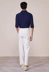 Shop_S&N By Shantnu Nikhil_Navy Rayon Embroidery Color-block Shirt _at_Aza_Fashions
