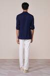 Shop_S&N By Shantnu Nikhil_Navy Rayon Embroidery Designer T-shirt _at_Aza_Fashions