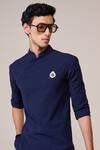 S&N By Shantnu Nikhil_Navy Rayon Embroidery Designer T-shirt _Online_at_Aza_Fashions