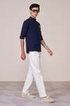 Buy_S&N By Shantnu Nikhil_Navy Rayon Embroidery Designer T-shirt _Online_at_Aza_Fashions