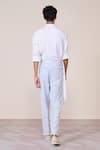 Shop_S&N By Shantnu Nikhil_Off White Bamboo Embroidery Designer Shirt With Faux Leather Collar _at_Aza_Fashions