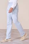 Buy_S&N By Shantnu Nikhil_Blue Linen Light Heavy Trousers _Online_at_Aza_Fashions