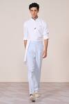 Buy_S&N By Shantnu Nikhil_Blue Linen Light Heavy Trousers _at_Aza_Fashions