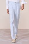 Shop_S&N By Shantnu Nikhil_Blue Linen Light Heavy Trousers _at_Aza_Fashions