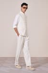 Buy_S&N By Shantnu Nikhil_Off White Twill, Silk Embroidery Sartorial Nehru Jacket _Online_at_Aza_Fashions