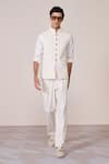 Buy_S&N By Shantnu Nikhil_Off White Twill, Silk Embroidery Sartorial Nehru Jacket _at_Aza_Fashions