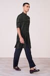 Buy_S&N By Shantnu Nikhil_Green Rayon, Spandex Military Minimalist Kurta _Online_at_Aza_Fashions