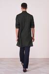 Shop_S&N By Shantnu Nikhil_Green Rayon, Spandex Military Minimalist Kurta _at_Aza_Fashions