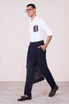 S&N By Shantnu Nikhil_Off White Tencel, Rayon, Spandex Embroidery Striped Pocket Shirt _Online_at_Aza_Fashions