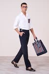 Buy_S&N By Shantnu Nikhil_Off White Tencel, Rayon, Spandex Embroidery Striped Pocket Shirt _Online_at_Aza_Fashions