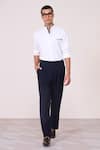 Buy_S&N By Shantnu Nikhil_Off White Rayon, Spandex Nehru-collar Designer Shirt _at_Aza_Fashions