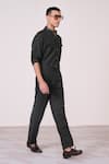 Buy_S&N By Shantnu Nikhil_Green Tencel, Rayon, Spandex Embroidery Military Honeycomb Shirt _Online_at_Aza_Fashions