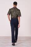 Shop_S&N By Shantnu Nikhil_Green Silk, Twill Embroidery Houndstooth Print Shirt _at_Aza_Fashions