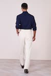 Shop_S&N By Shantnu Nikhil_Navy Rayon, Spandex Embroidery Shirt With Metallic Adamas Detailing _at_Aza_Fashions