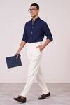 Buy_S&N By Shantnu Nikhil_Navy Rayon, Spandex Embroidery Shirt With Metallic Adamas Detailing _Online_at_Aza_Fashions