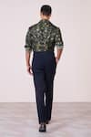 Shop_S&N By Shantnu Nikhil_Green Silk, Twill Embroidery Camo Printed Shirt _at_Aza_Fashions