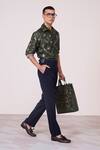 Buy_S&N By Shantnu Nikhil_Green Silk, Twill Embroidery Camo Printed Shirt _Online_at_Aza_Fashions