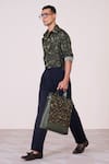 Shop_S&N By Shantnu Nikhil_Green Silk, Twill Embroidery Camo Printed Shirt _Online_at_Aza_Fashions
