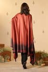 Shop_S&N By Shantnu Nikhil_Rust Shawl Neck Adamas Printed Cape _at_Aza_Fashions