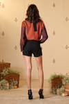 Shop_S&N By Shantnu Nikhil_Rust Silk, Twill Embroidery Collared Sartorial Shirt _at_Aza_Fashions