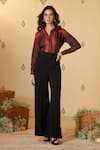 Buy_S&N By Shantnu Nikhil_Rust Silk, Twill Embroidery Collared Sartorial Shirt _at_Aza_Fashions