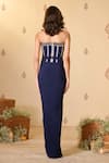 Shop_S&N By Shantnu Nikhil_Navy Polyester, Jersey, Spandex Open Neck Corset Gown _at_Aza_Fashions