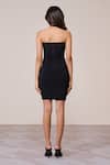 Shop_S&N By Shantnu Nikhil_Black Jersey, Spandex, , Mesh Sweetheart Neck Corset Mini Draped Dress _at_Aza_Fashions