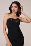 Shop_S&N By Shantnu Nikhil_Black Jersey, Spandex, , Mesh Sweetheart Neck Corset Mini Draped Dress _Online_at_Aza_Fashions